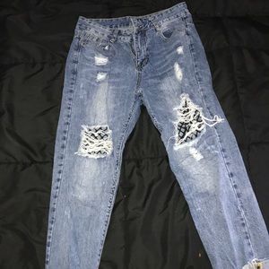 Distressed Fishnet Jeans